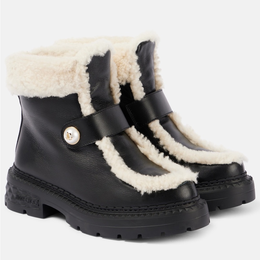 Jimmy Choo Shea Shearling Lined Leather Ankle Boots